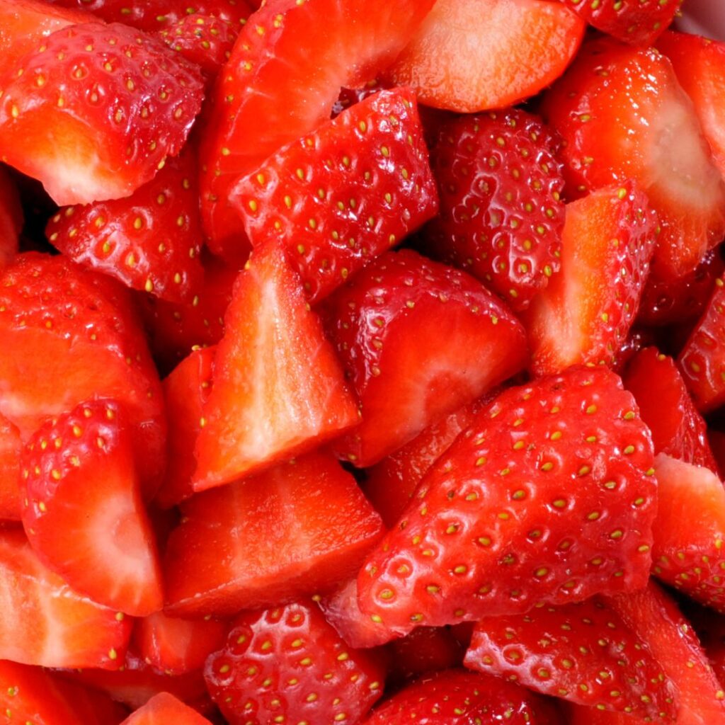 cut up strawberries